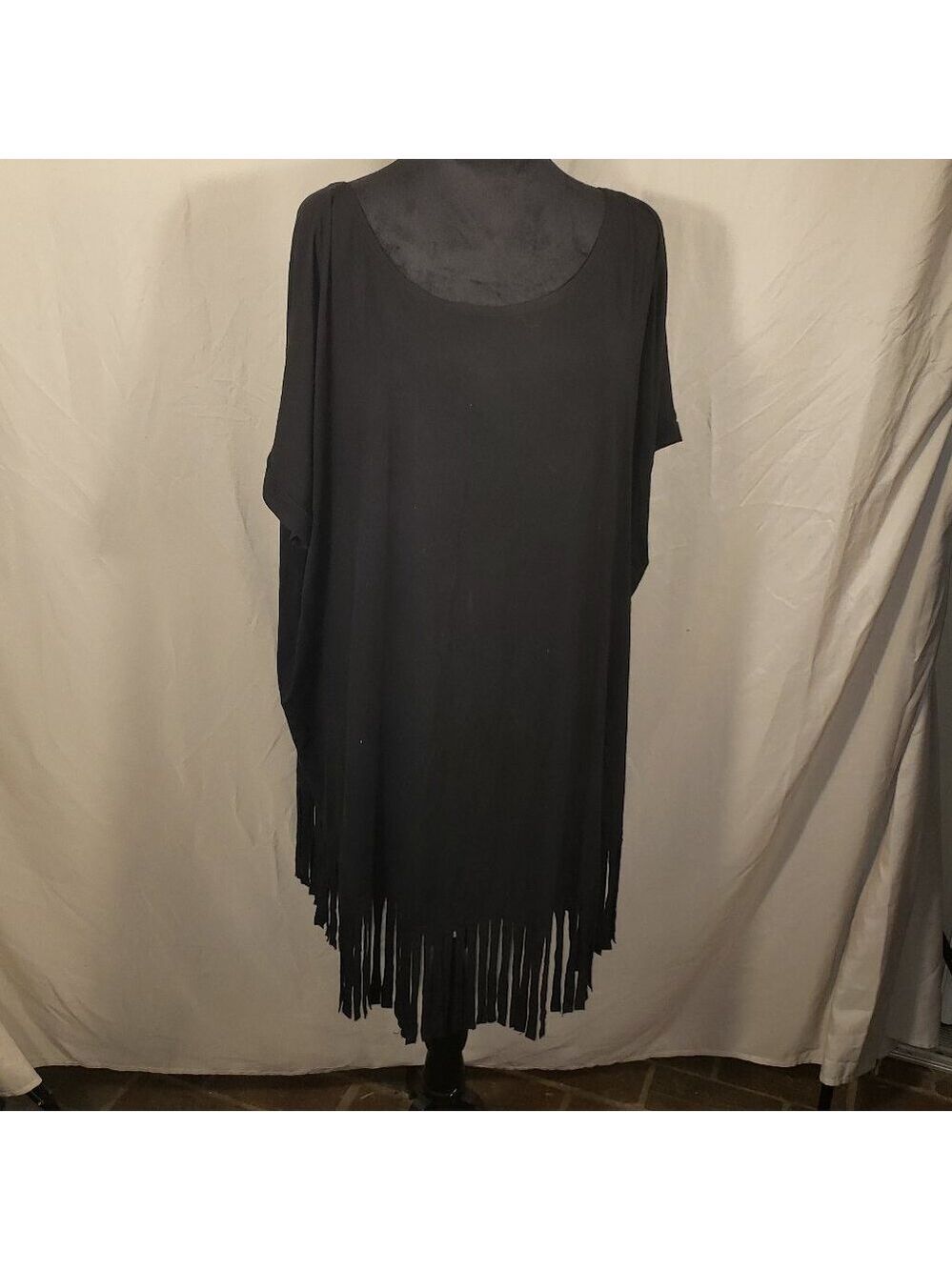 DLMN Black Fringe Tunic Dress, XL